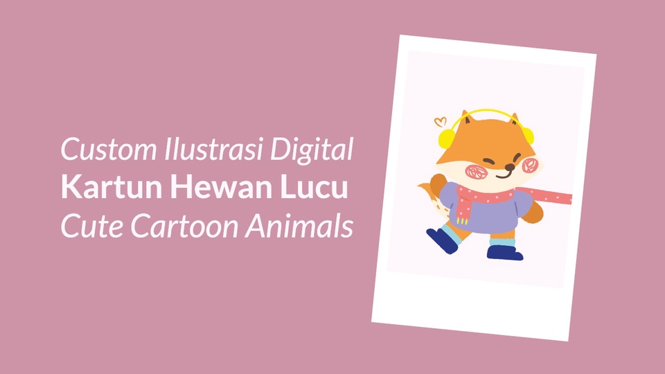 Cover Custom Ilustrasi Digital Kartun Hewan Lucu Cute Cartoon Animals