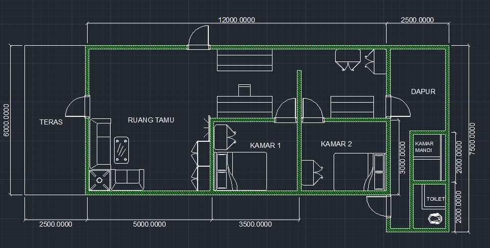 CAD Drawing - Pembuatan Desain Denah Auto CAD  - 2