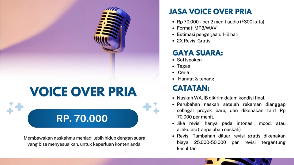 VOICE OVER / DUBBING PRIA UNTUK KONTEN SOSMED