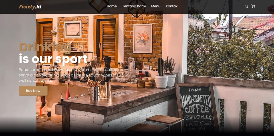 Website profil Fisixty Coffee Shop, tampilkan menu, lokasi, galeri, dan cerita brand.