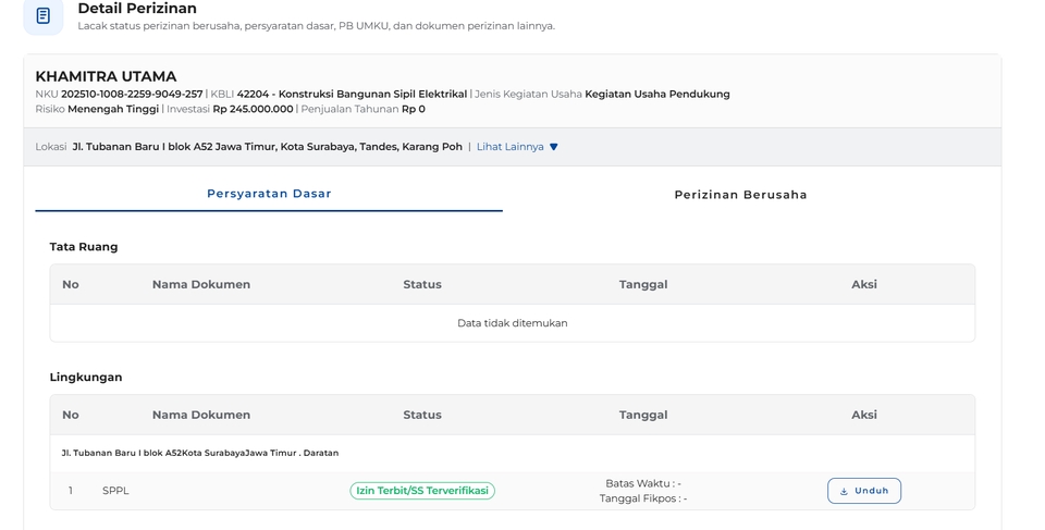 Jasa Penerbitan SPPL di AMDALNET OSS