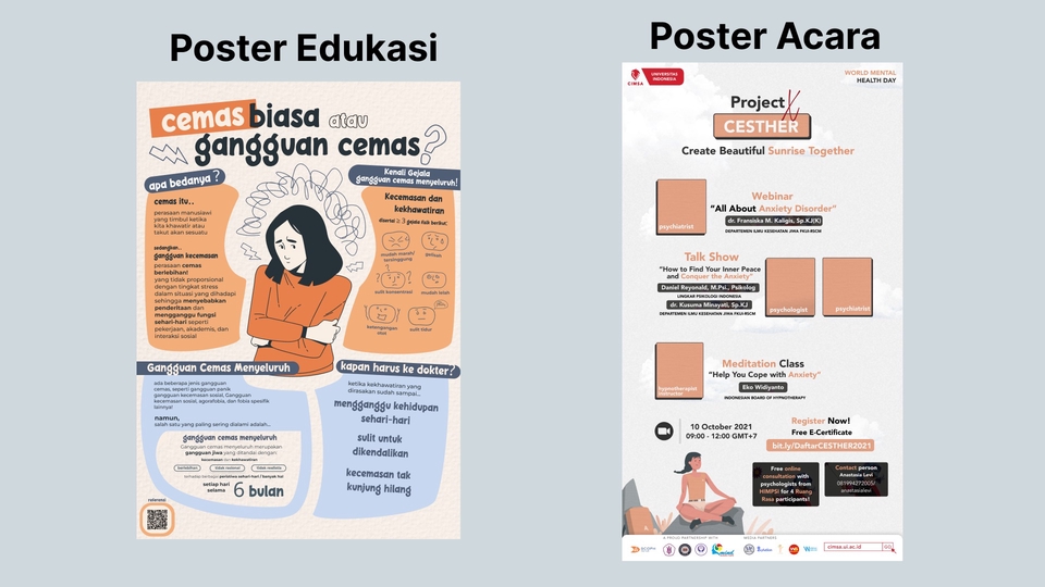 poster edukasi, poster acara, presentasi, dll